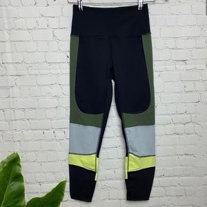Free People Black and Green Colorblock Leggings